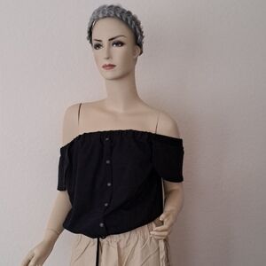 Who What Wear Black Off-the-Shoulder Blouse